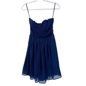 Formal Dress Dark Blue Bridesmaid Wedding Tevolio Strapless with Pockets Size 2